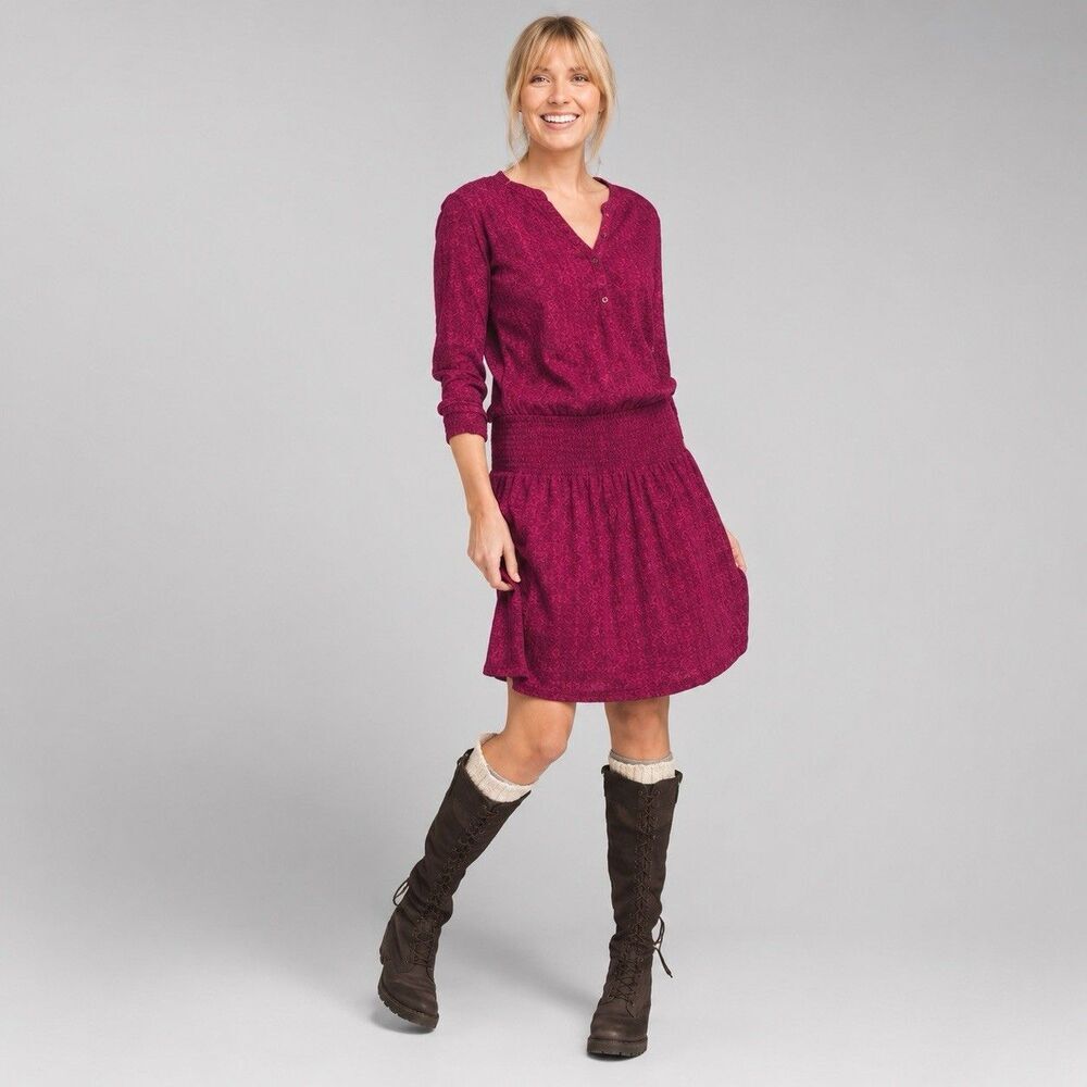 Prana Women's Sugar Pine Dress 100% Organic Cotton Cherry Bodhi Size M New